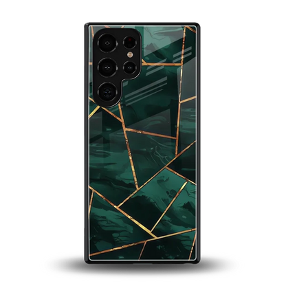 Geometric green back phone cover | glass case for samsung galaxy s25 ultra