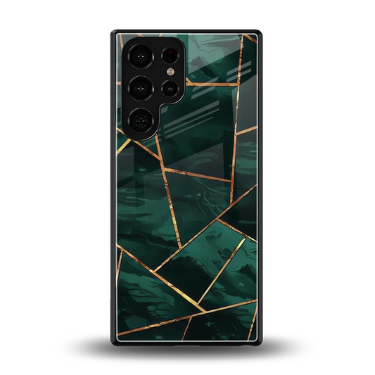 Geometric green back phone cover | glass case for samsung galaxy s26 ultra