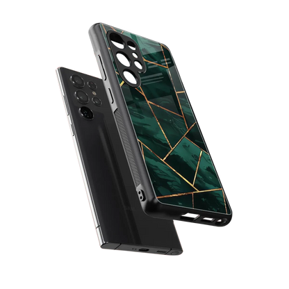 Geometric green sleek samsung galaxy s25 ultra cover with tempered glass back and TPU edges
