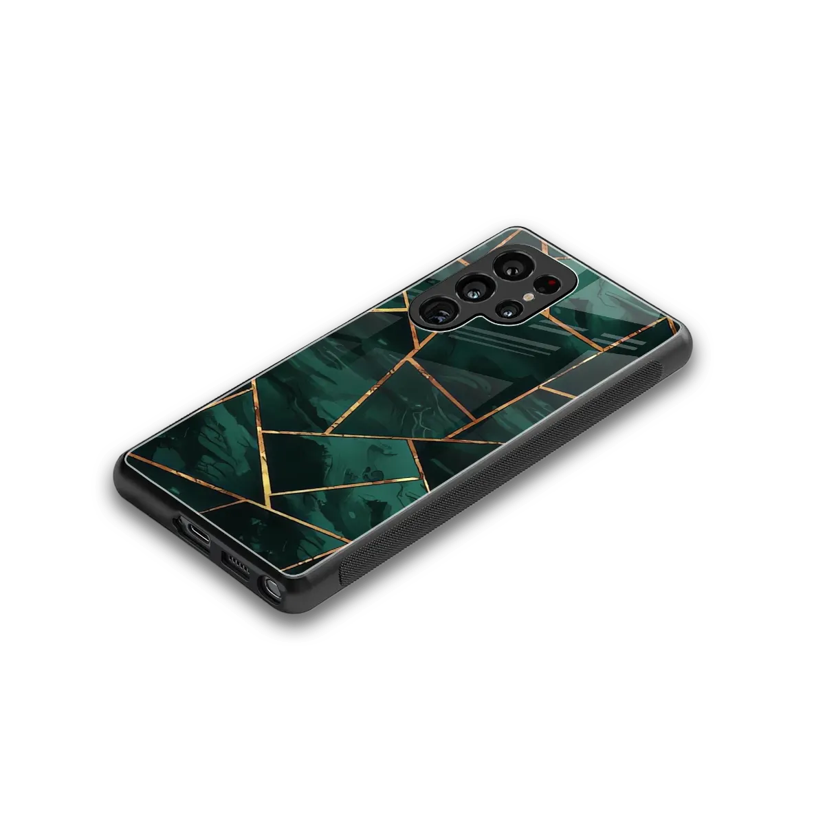 Geometric green stylish phone case for samsung galaxy s25 ultra | glossy glass and slim fit