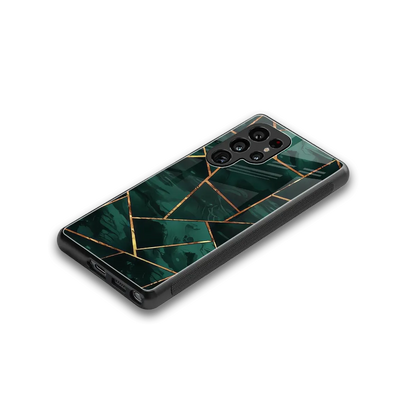 Geometric green stylish phone case for samsung galaxy s25 ultra | glossy glass and slim fit