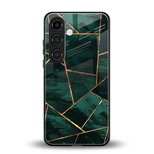 Geometric green back phone cover | glass case for samsung galaxy s23 fe