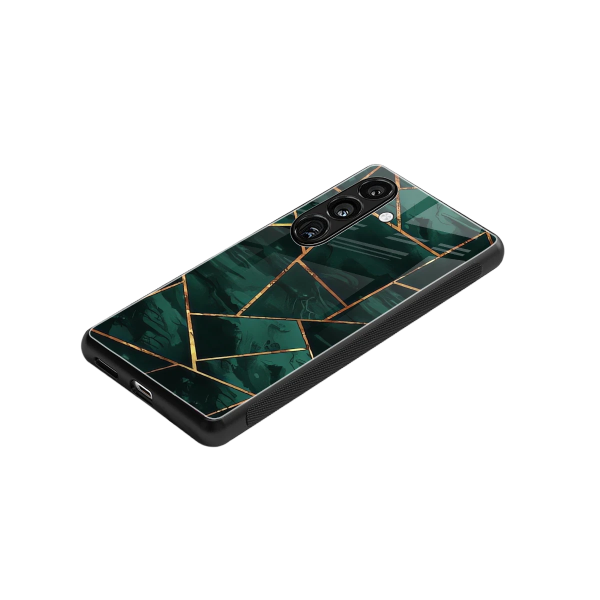 Geometric green stylish phone case for samsung galaxy s24 | glossy glass and slim fit