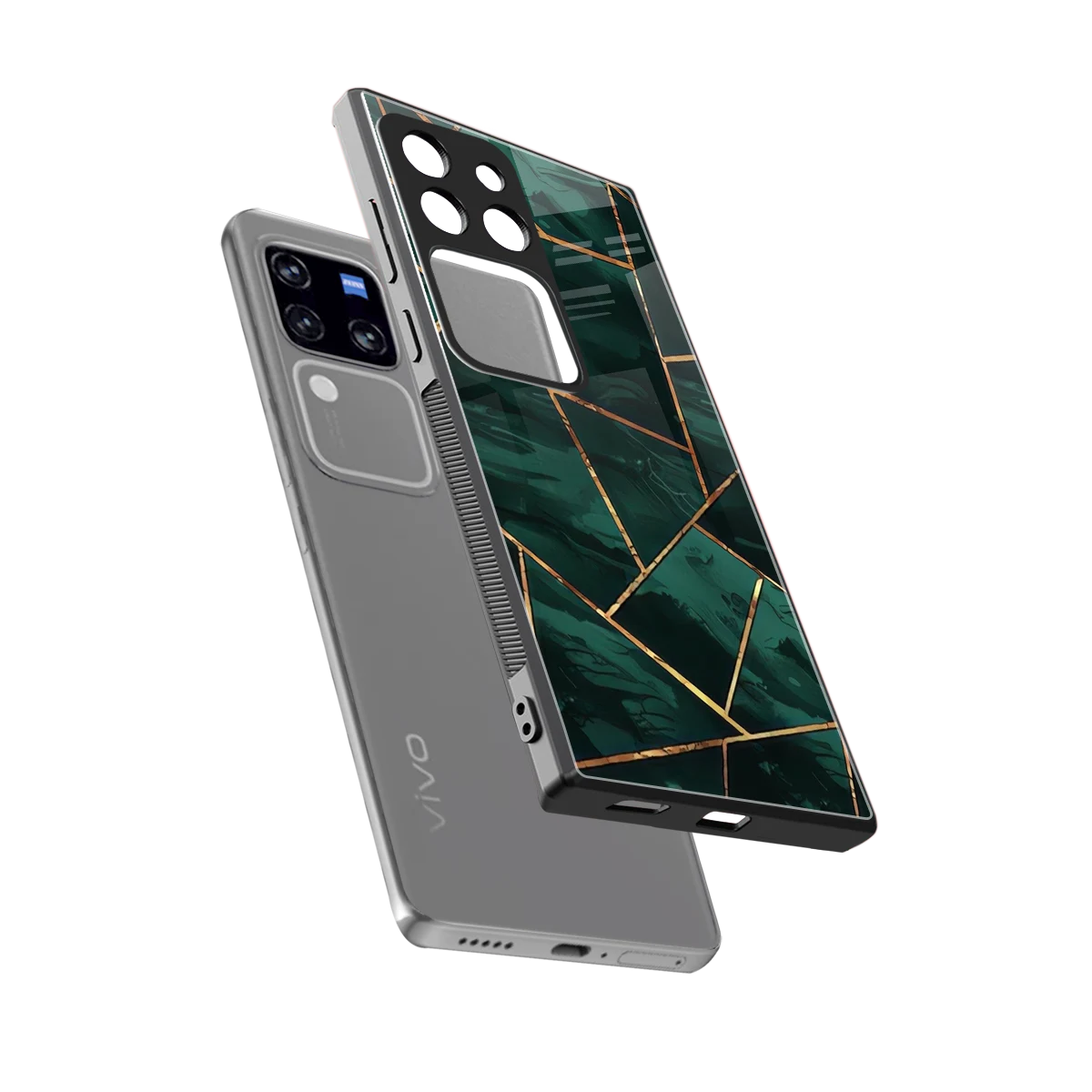Geometric green sleekvivo v30 pro cover with tempered glass back and TPU edges