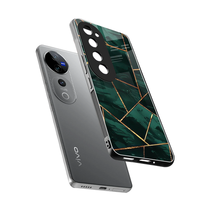 Geometric green sleek vivo v40 pro cover with tempered glass back and TPU edges
