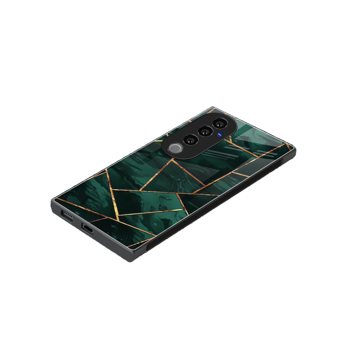 Geometric green stylish phone case for vivo v40 pro | glossy glass and slim fit