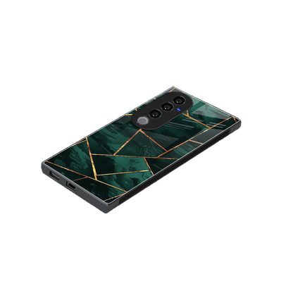 Geometric green stylish phone case for vivo v40 pro | glossy glass and slim fit