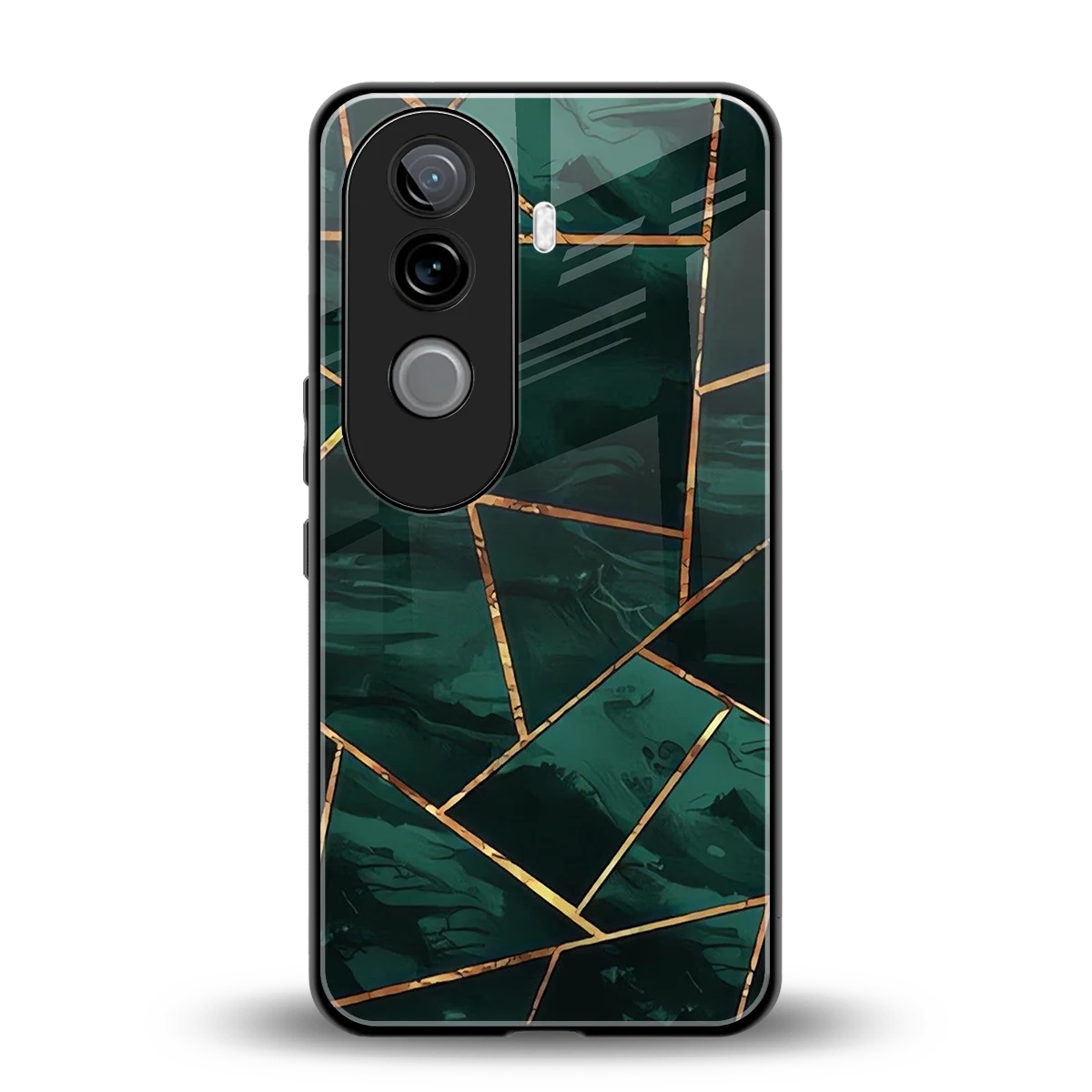 Geometric green back phone cover | glass case for vivo v40e