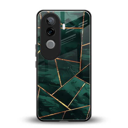 Geometric green back phone cover | glass case for vivo v40e