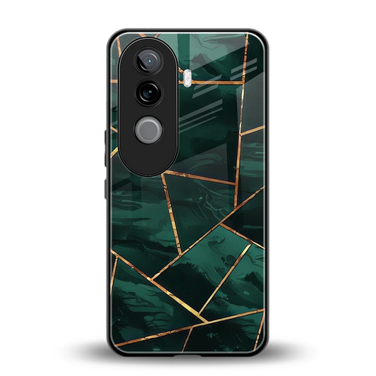 Geometric green back phone cover | glass case for vivo v40e