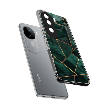 Geometric green sleek vivo v40e cover with tempered glass back and TPU edges