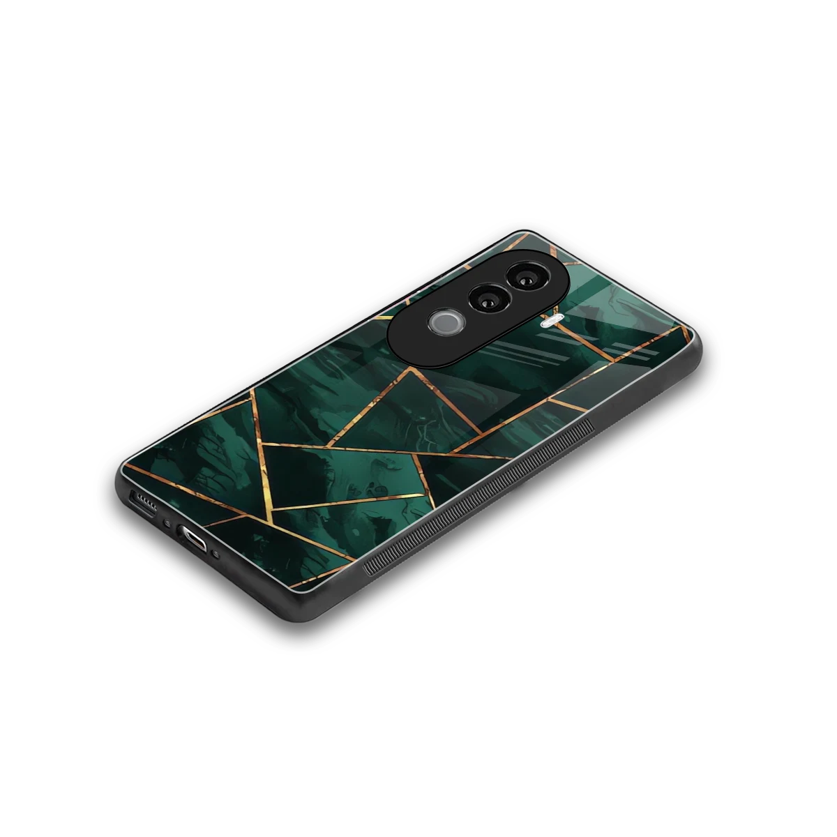 Geometric green stylish phone case for vivo v40e | glossy glass and slim fit