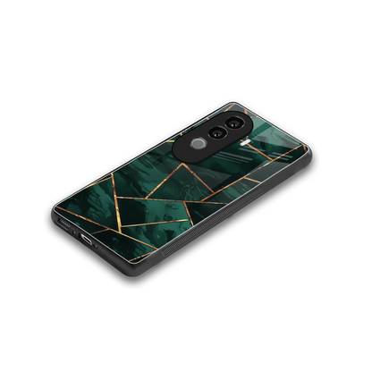 Geometric green stylish phone case for vivo v40e | glossy glass and slim fit