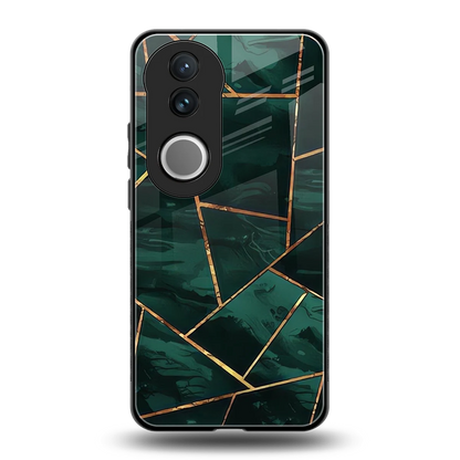 Geometric green back phone cover | glass case for vivo v50