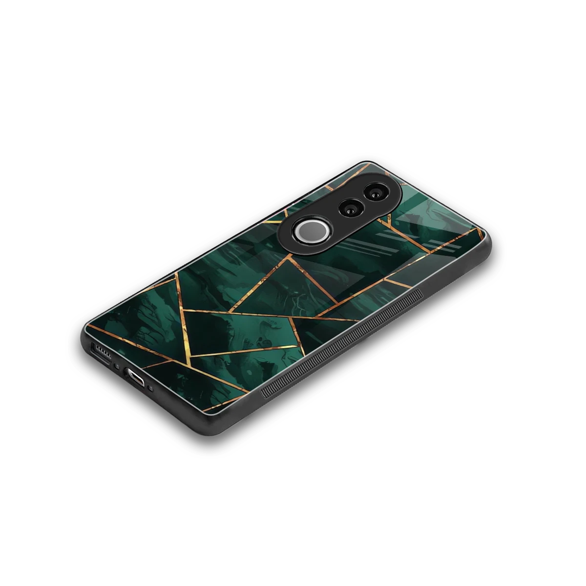 Geometric green stylish phone case for vivo v50 | glossy glass and slim fit