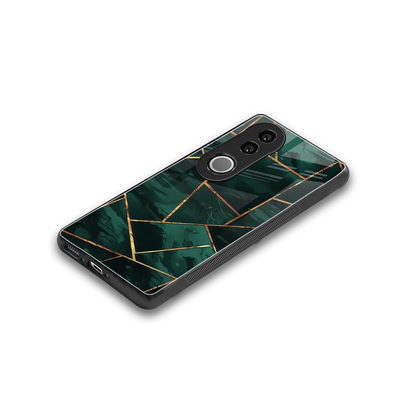 Geometric green stylish phone case for vivo v50 | glossy glass and slim fit
