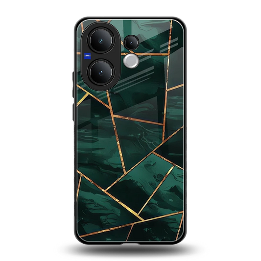 Geometric green back phone cover | glass case for vivo v60