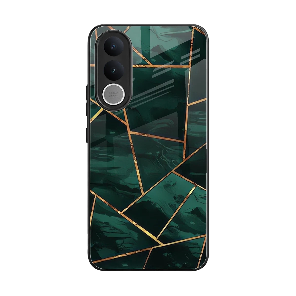 Geometric green back phone cover | glass case for vivo v70 fe