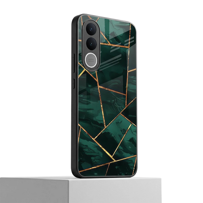 Geometric green vivo v70 fe mobile cover | shockproof glass phone case