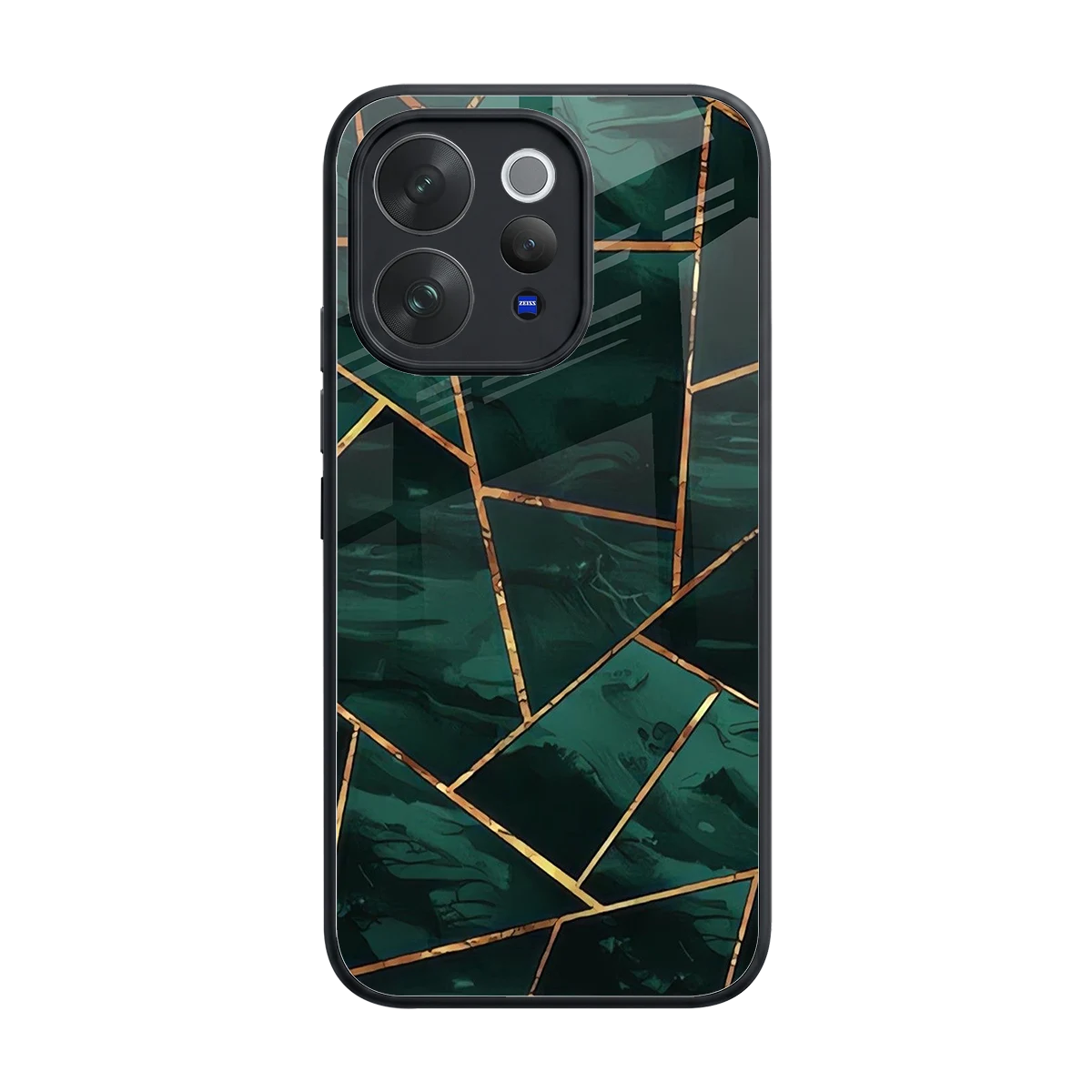 Geometric green back phone cover | glass case for vivo v70