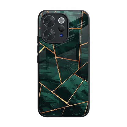 Geometric green back phone cover | glass case for vivo v70 elite