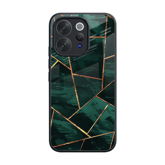 Geometric green back phone cover | glass case for vivo v70 elite