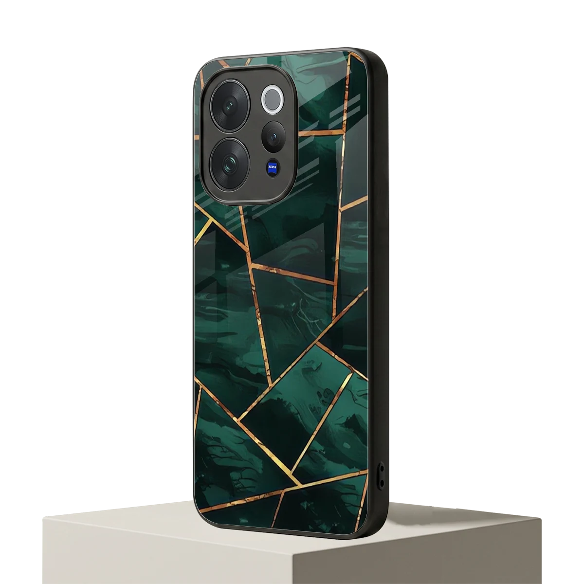 Geometric green vivo v70 mobile cover | shockproof glass phone case
