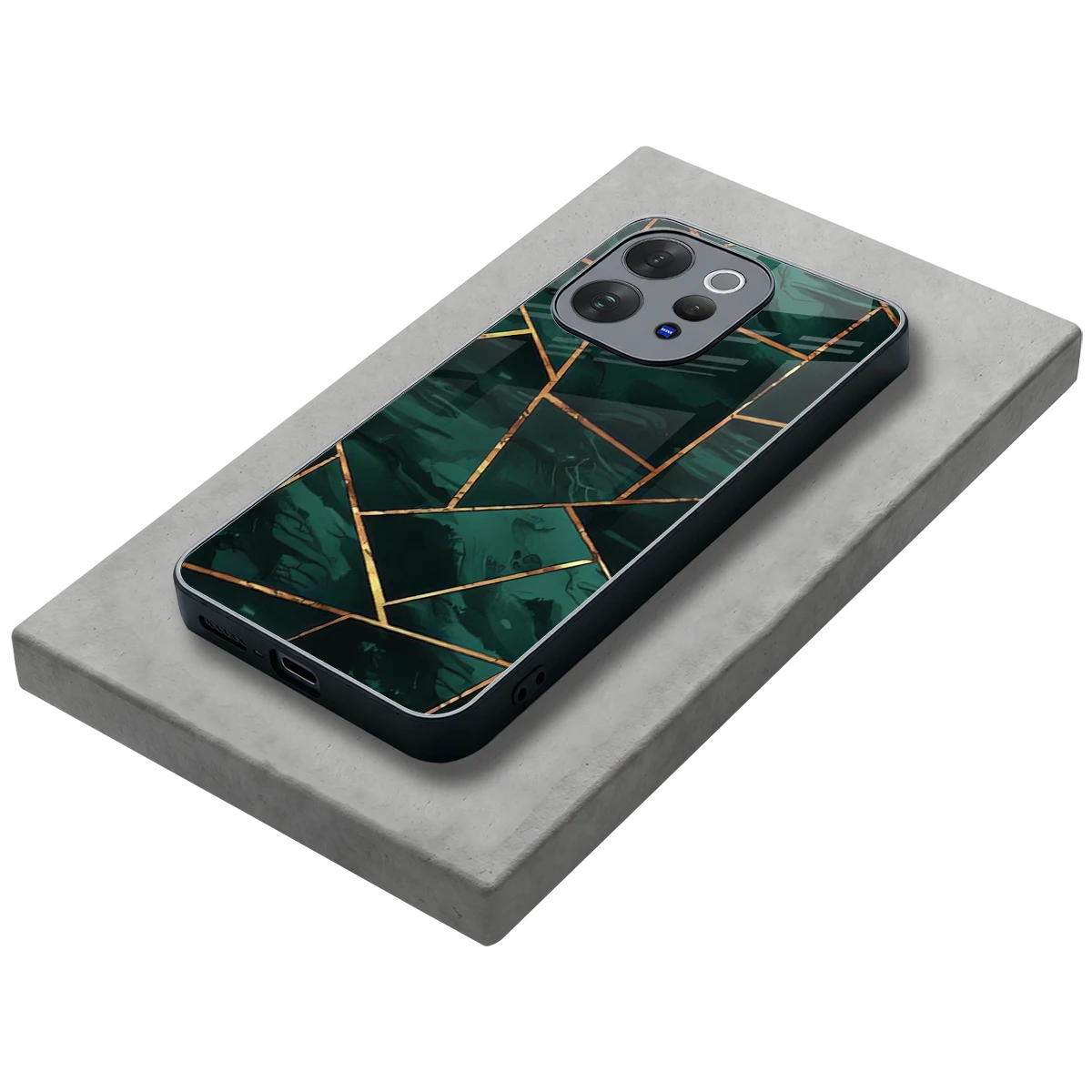 Geometric green stylish phone case for vivo v70 elite | glossy glass and slim fit