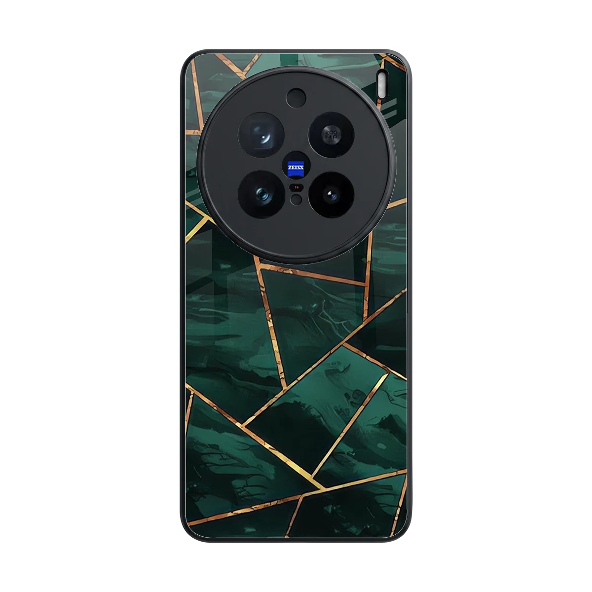 Geometric green back phone cover | glass case for vivo x200 pro