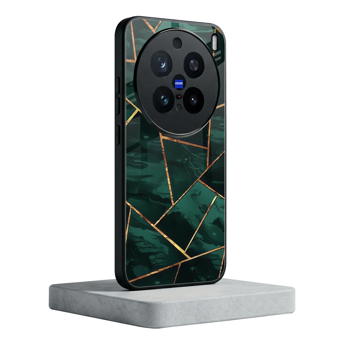Geometric green vivo x200 pro mobile cover | shockproof glass phone case