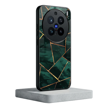 Geometric green vivo x200 pro mobile cover | shockproof glass phone case
