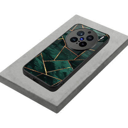 Geometric green stylish phone case for vivo x200 pro | glossy glass and slim fit