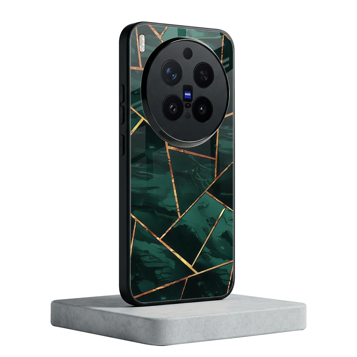 Geometric green vivo x300 pro mobile cover | shockproof glass phone case