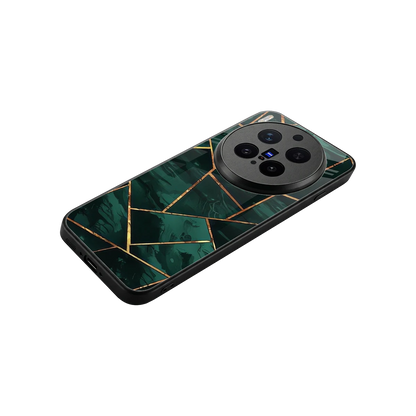 Geometric green stylish phone case for vivo x300 pro | glossy glass and slim fit