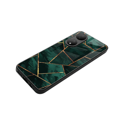 Geometric green stylish phone case for Vivo-y100 | glossy glass and slim fit