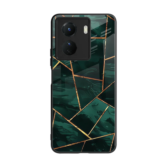 Geometric green back phone cover | glass case for vivo y16