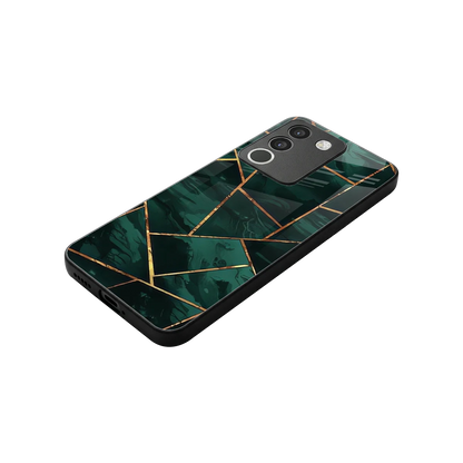 Geometric green stylish phone case for vivo y200 5g | glossy glass and slim fit