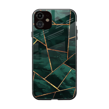 Geometric green back phone cover | glass case for iphone 12