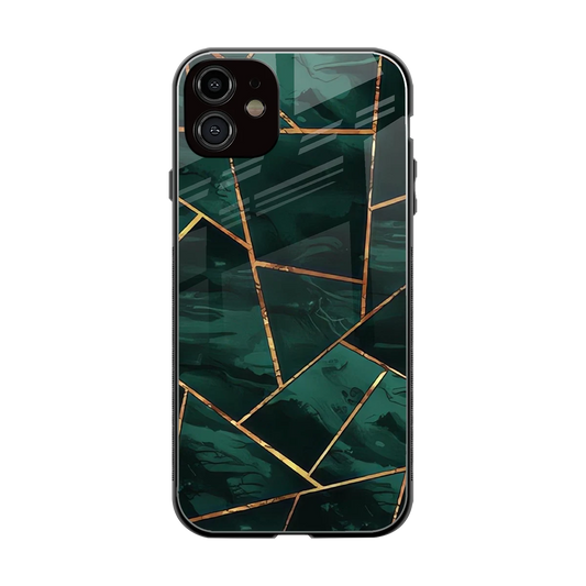 Geometric green back phone cover | glass case for iphone 12