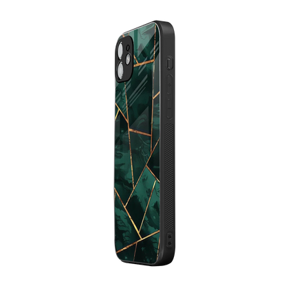 Geometric green iphone 12 mobile cover | shockproof glass phone case