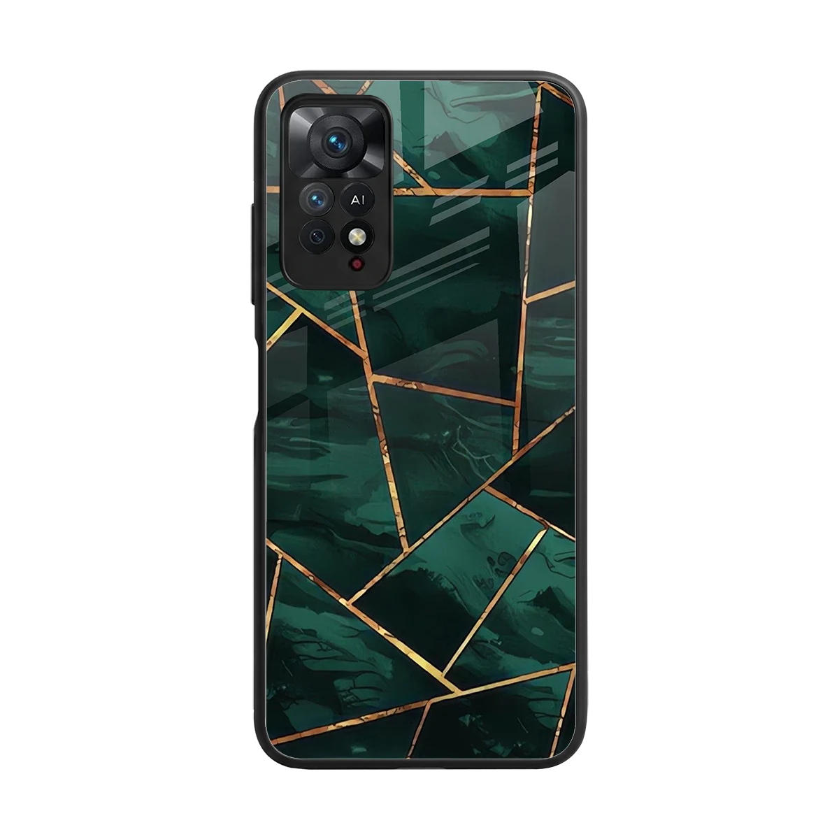 Geometric green back phone cover | glass case for redmi note 11 pro