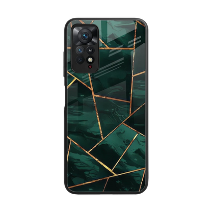 Geometric green back phone cover | glass case for redmi note 11 pro