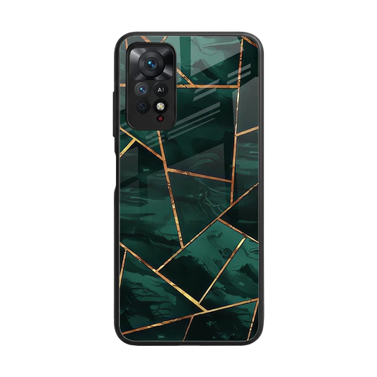 Geometric green back phone cover | glass case for redmi note 11 pro