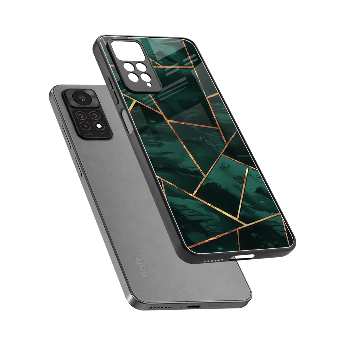 Geometric green sleek redmi note 11 pro cover with tempered glass back and TPU edges