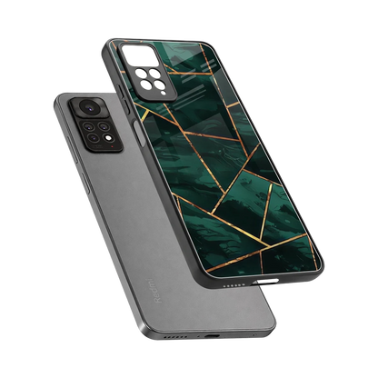 Geometric green sleek redmi note 11 pro cover with tempered glass back and TPU edges