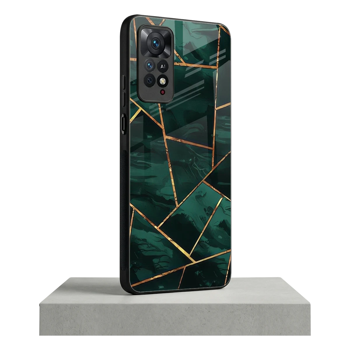 Geometric green redmi note 11 pro mobile cover | shockproof glass phone case
