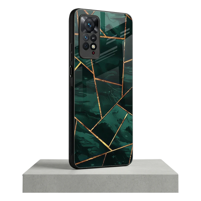 Geometric green redmi note 11 pro mobile cover | shockproof glass phone case