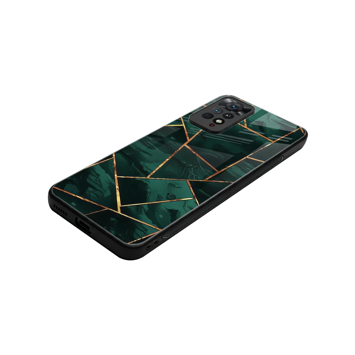 Geometric green stylish phone case for redmi note 11 pro | glossy glass and slim fit