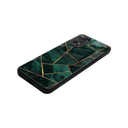 Geometric green stylish phone case for redmi note 11 pro | glossy glass and slim fit