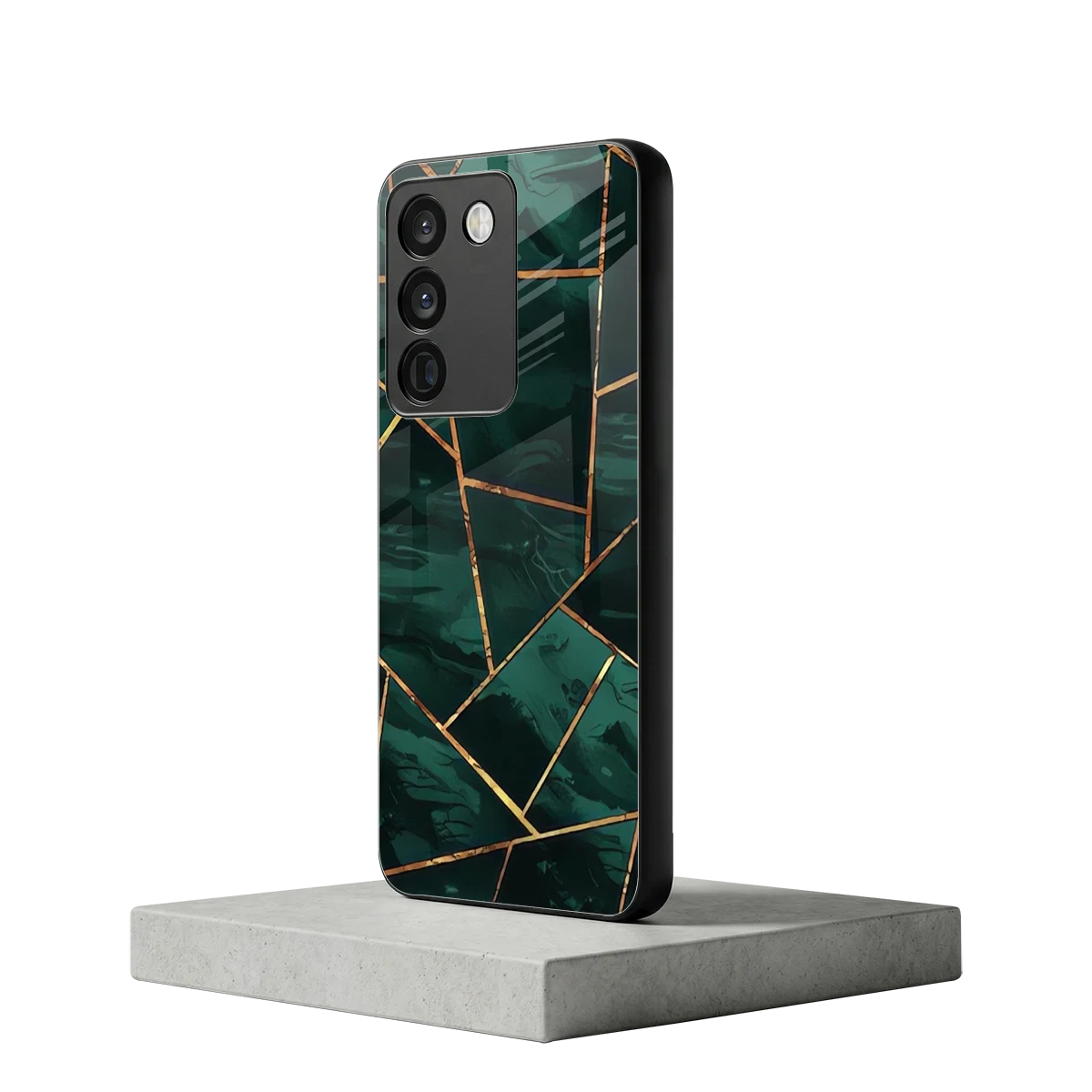 Geometric green vivo y200 5g mobile cover | shockproof glass phone case